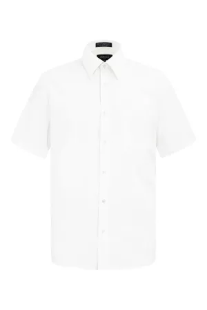 Men's Regular Fit Short Sleeve Solid Color Dress Shirts (White)