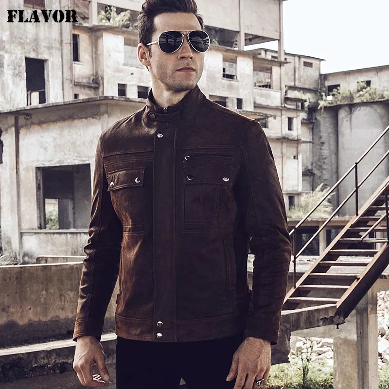 Men's Retro Leather Motorcycle Jacket