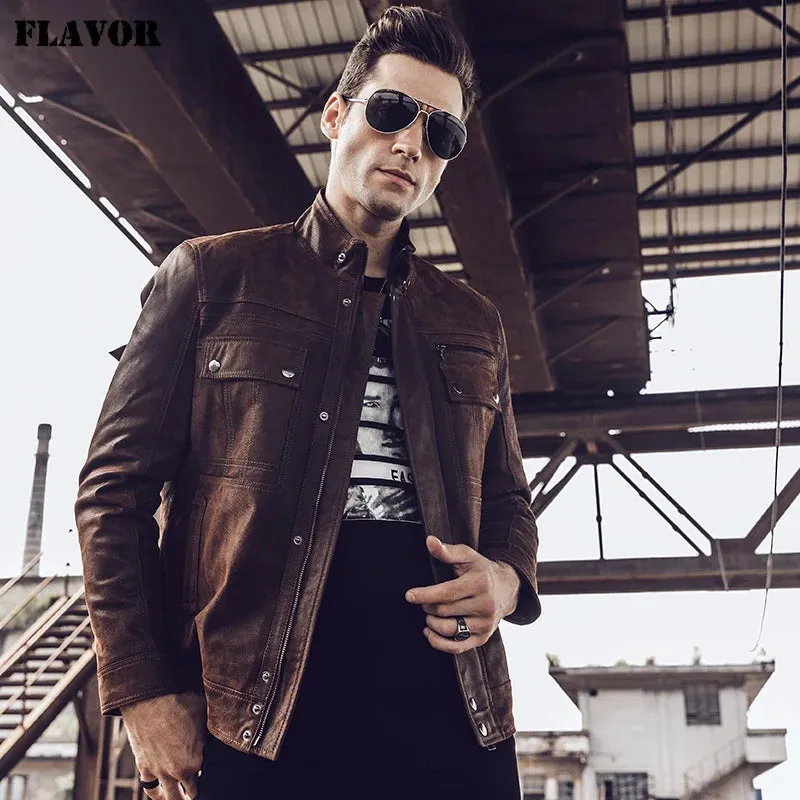 Men's Retro Leather Motorcycle Jacket