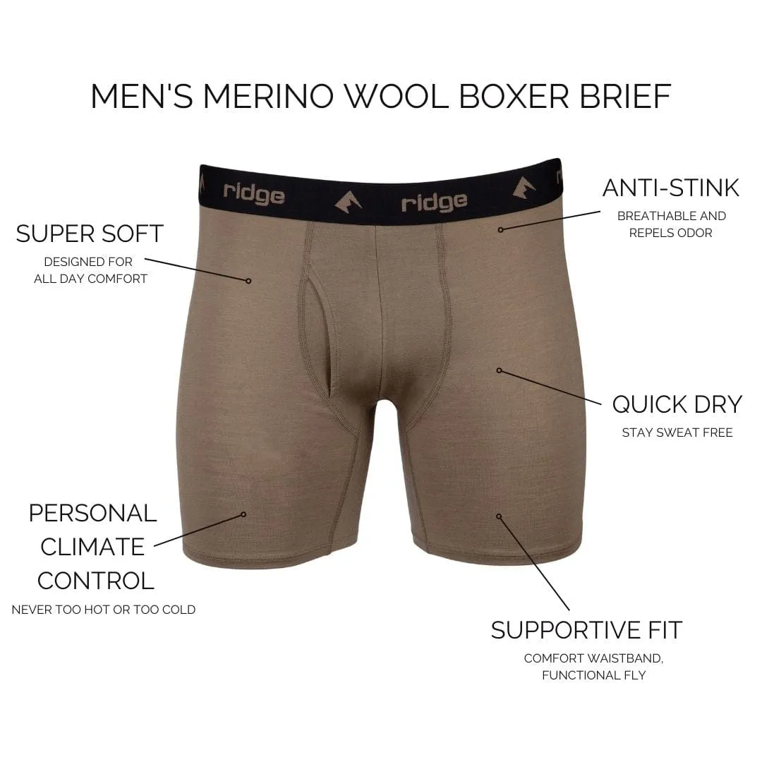 Men's Ridge Merino Wool Long Boxer Briefs - 9 Inch