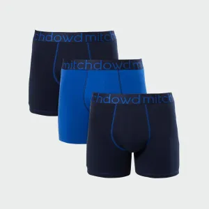 Men's Room to Move Cotton Long Leg Trunks 3 Pack - Blues