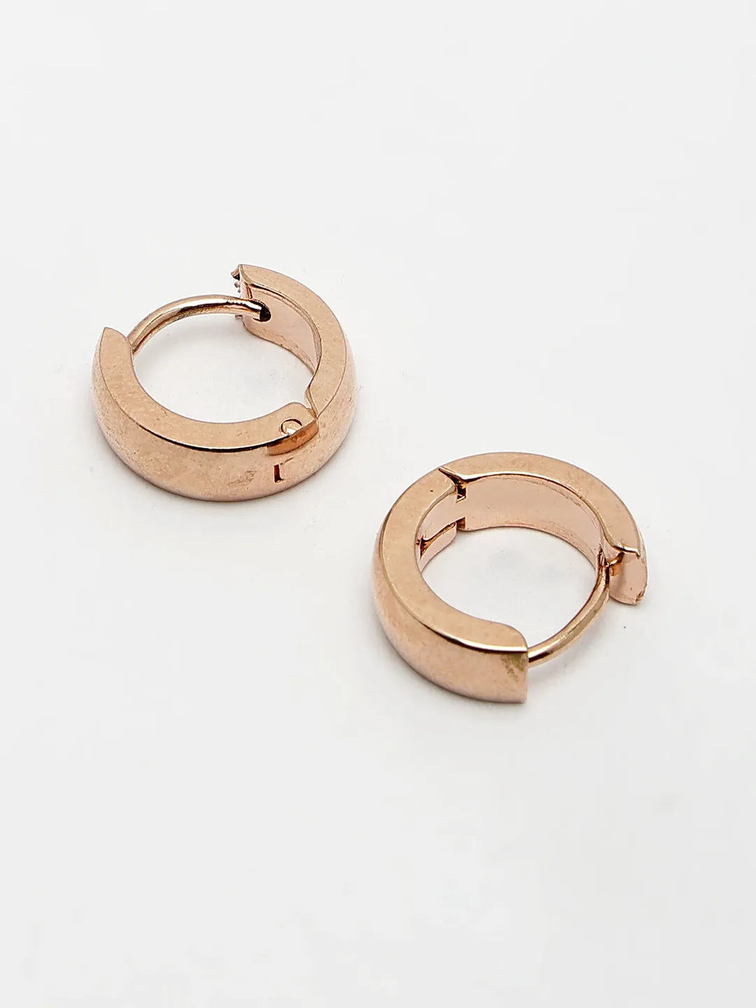 Men's Rose Gold Stainless Steel Hoop Earrings - NVR