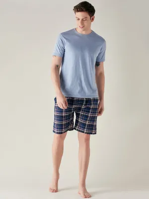 Mens Royal Blue Plaid Supersoft Cotton Shorts