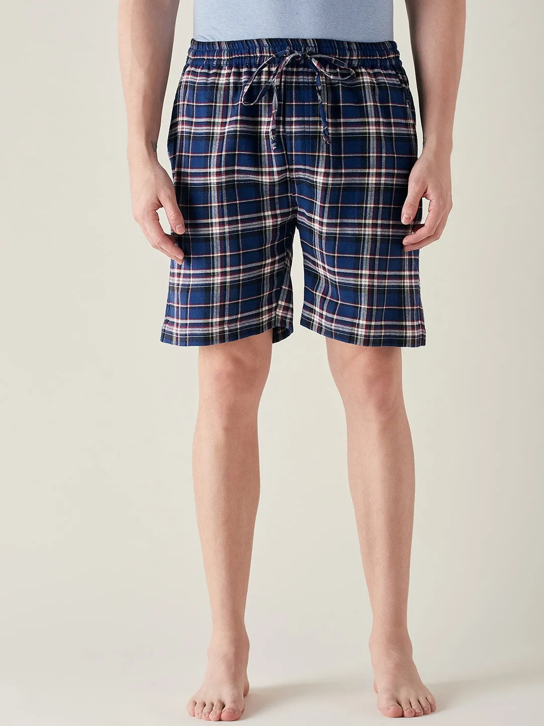 Mens Royal Blue Plaid Supersoft Cotton Shorts