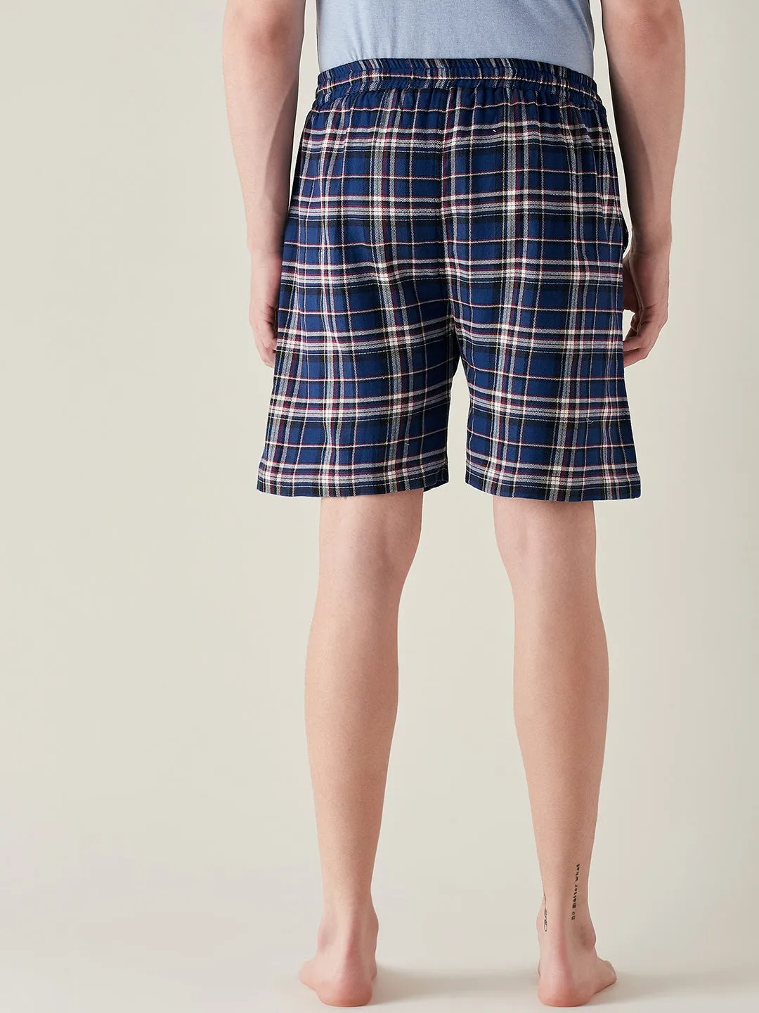 Mens Royal Blue Plaid Supersoft Cotton Shorts