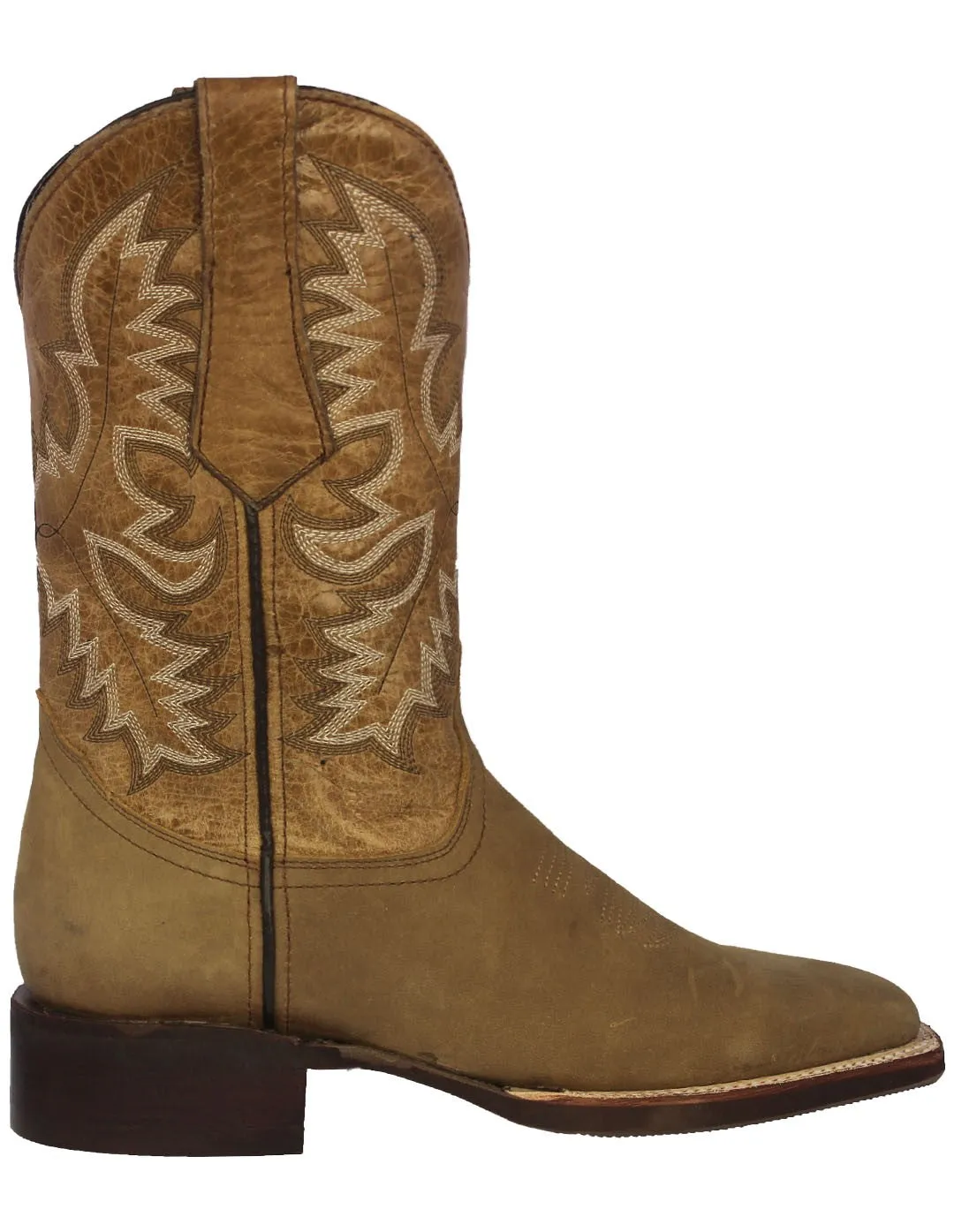 Mens Sand Western Wear Leather Cowboy Boots - Square Toe