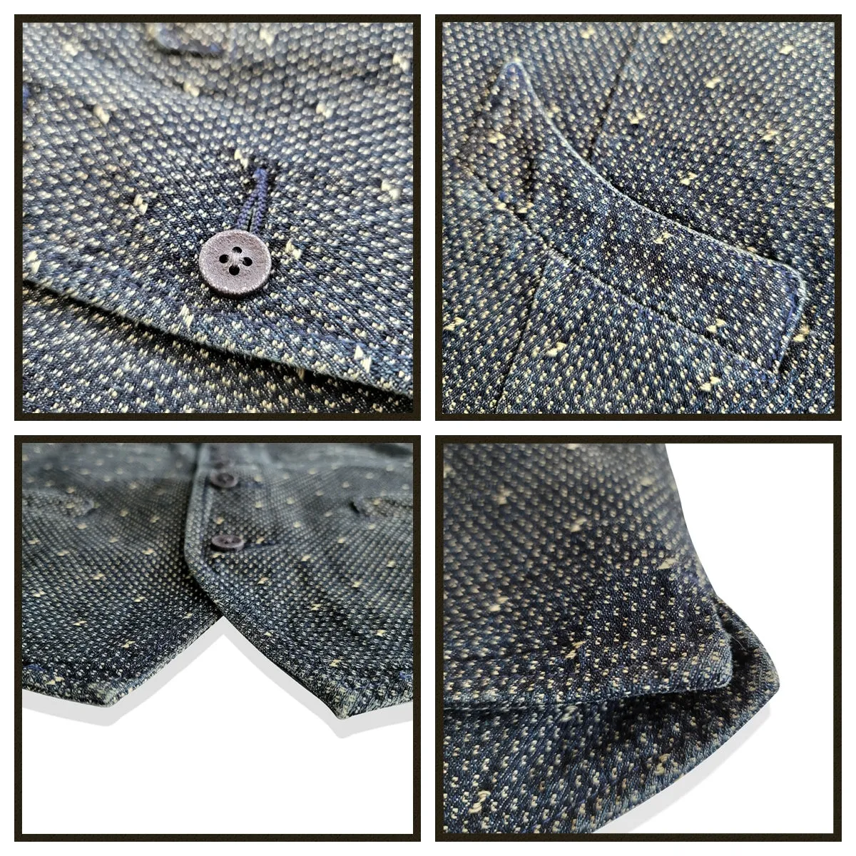 Men's Sashiko Notch Lapel Vest