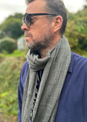 Mens Scarf 100% Wool in Grey Melange