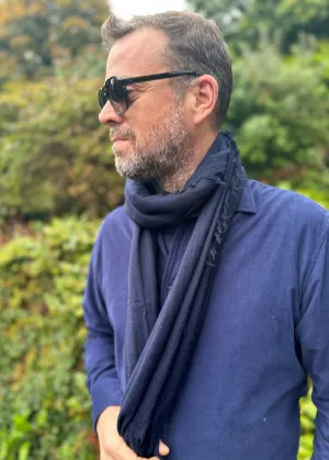 Mens Scarf 100% Wool in Navy