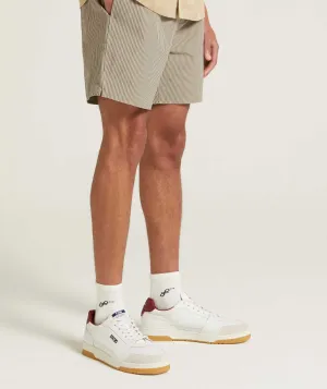 Mens Seersucker Swim Shorts - Stone Stripe