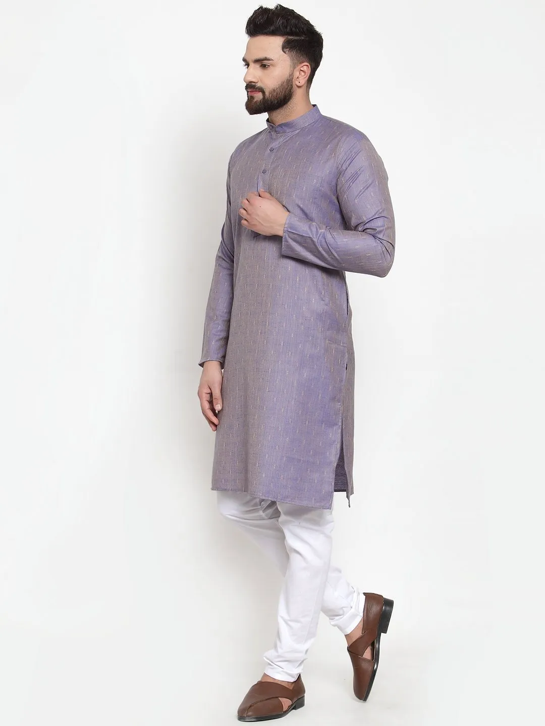 Men's Self Design Kurta with Churidar - Virat Fashions