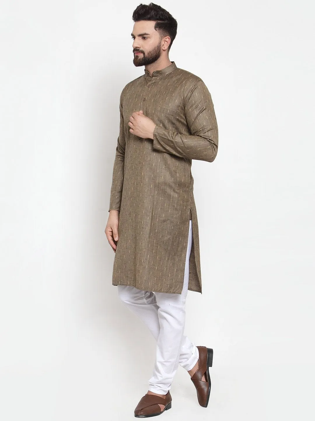 Men's Self Design Kurta with Churidar - Virat Fashions