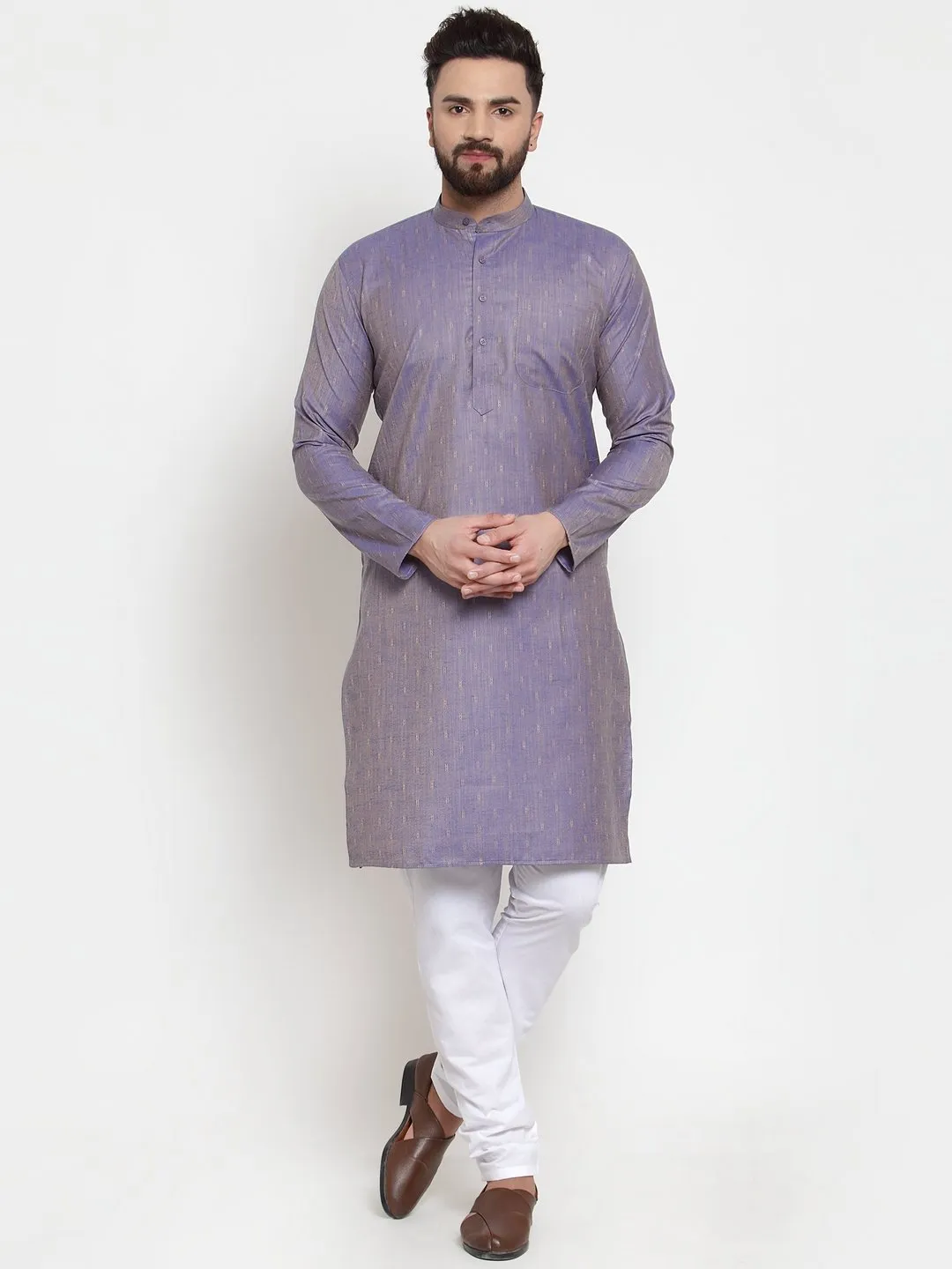 Men's Self Design Kurta with Churidar - Virat Fashions