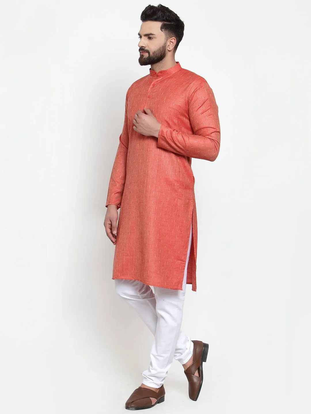 Men's Self Design Kurta with Churidar - Virat Fashions