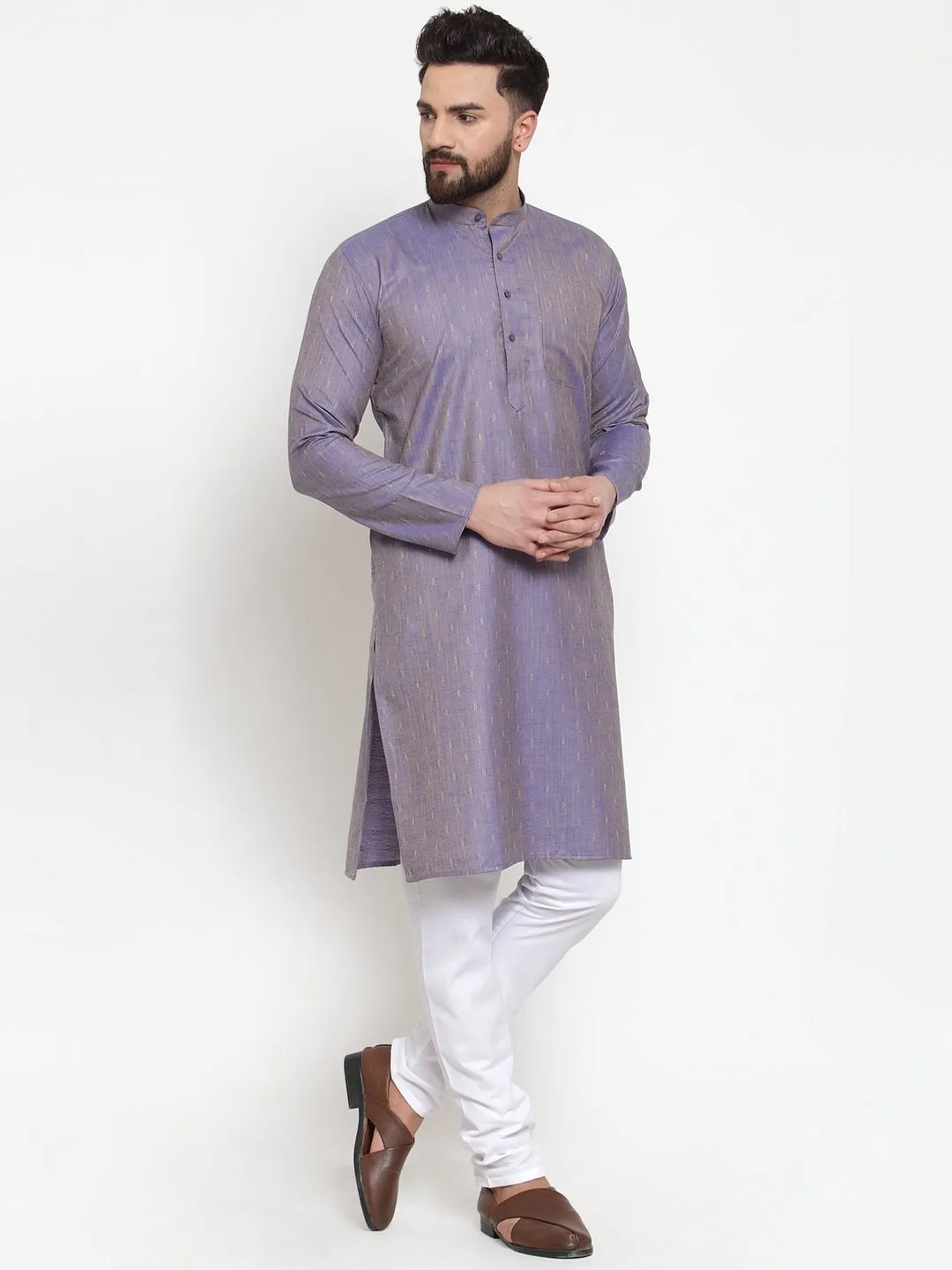 Men's Self Design Kurta with Churidar - Virat Fashions