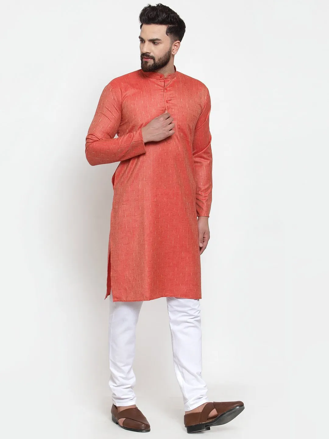 Men's Self Design Kurta with Churidar - Virat Fashions