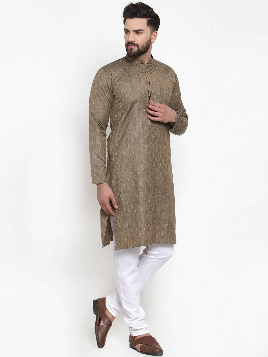 Men's Self Design Kurta with Churidar - Virat Fashions