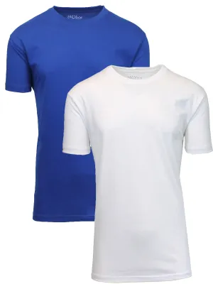 Men's Short Sleeve Crew Neck  Cotton Blend Classic Tee (S-3XL) 2 Pack