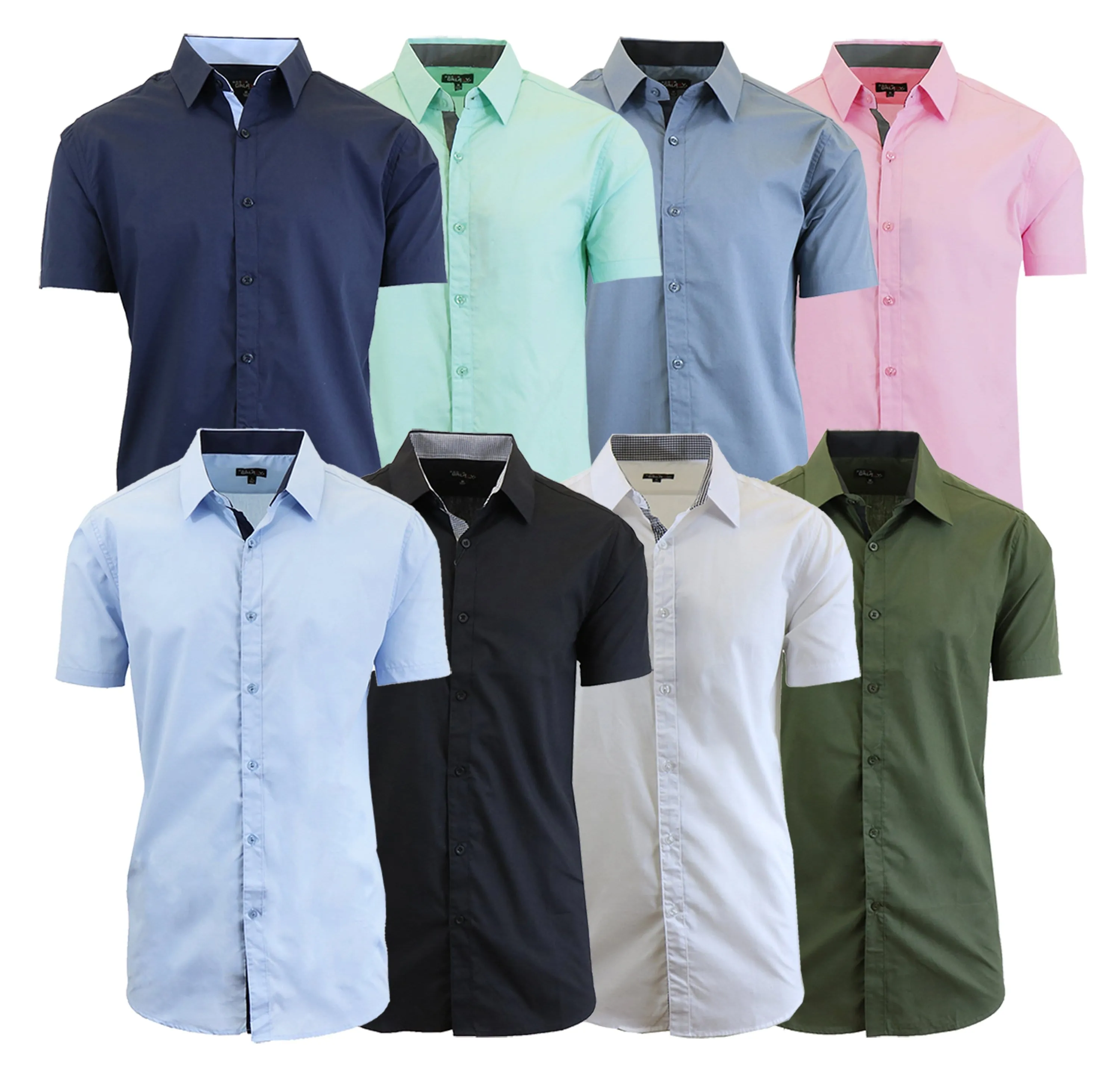 Men's Short Sleeve Slim Fit Solid Button Down Dress Shirt