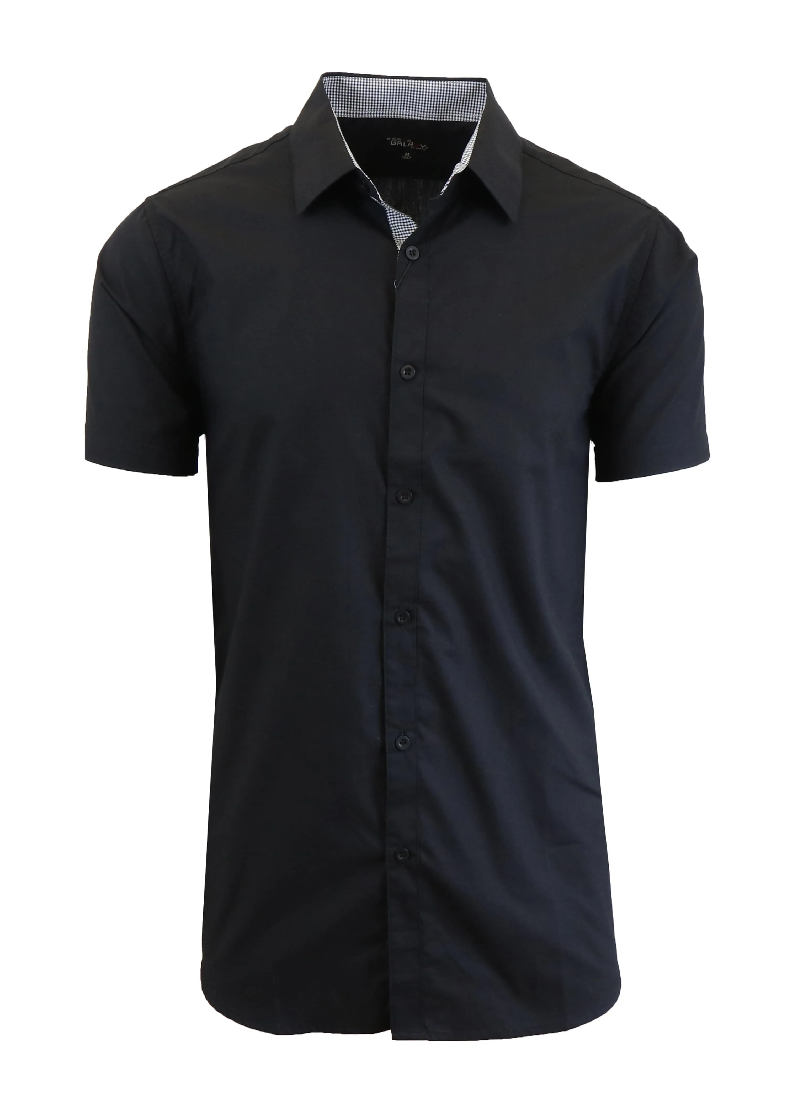 Men's Short Sleeve Slim Fit Solid Button Down Dress Shirt