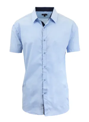 Men's Short Sleeve Slim Fit Solid Button Down Dress Shirt