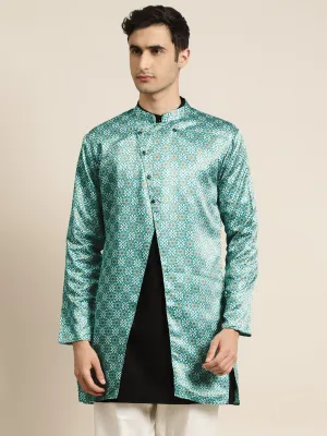 Men's Silk Blend Green Only Sherwani Jacket - Sojanya