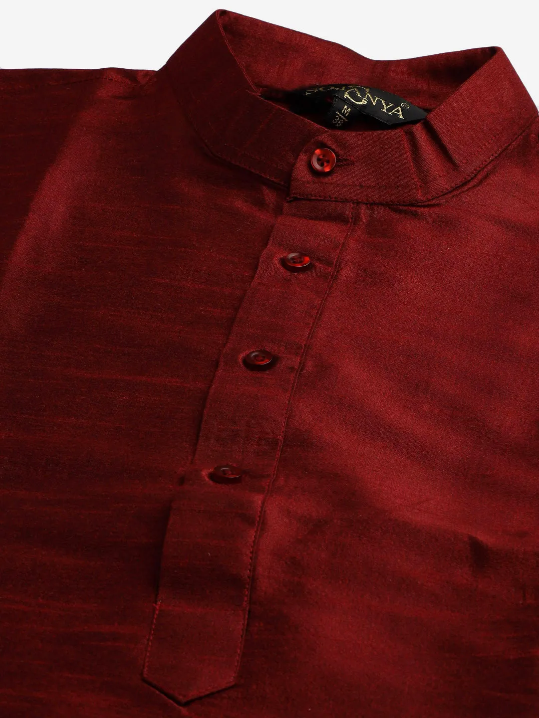 Men's Silk Blend Maroon Kurta Pyjama & Olive Nehrujacket Combo - Sojanya