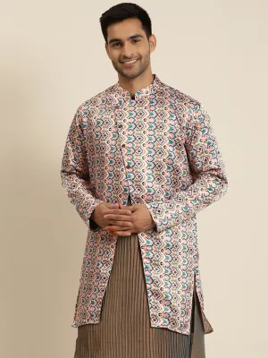 Men's Silk Blend White ONLY Sherwani Jacket - Sojanya