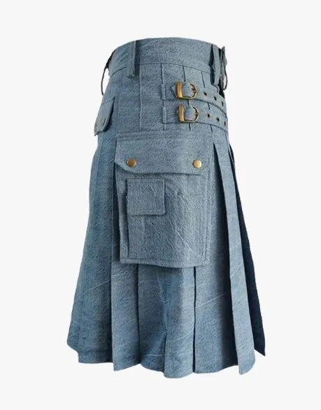 Men's Sky Blue Denim Kilt