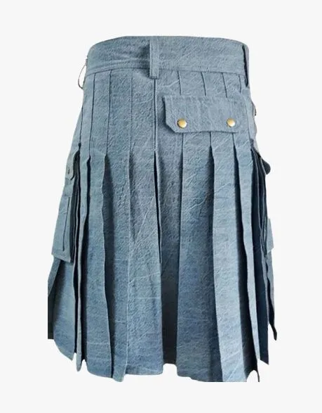 Men's Sky Blue Denim Kilt