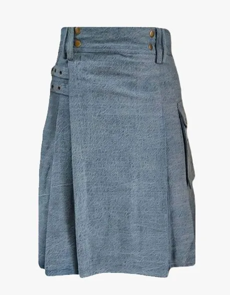 Men's Sky Blue Denim Kilt