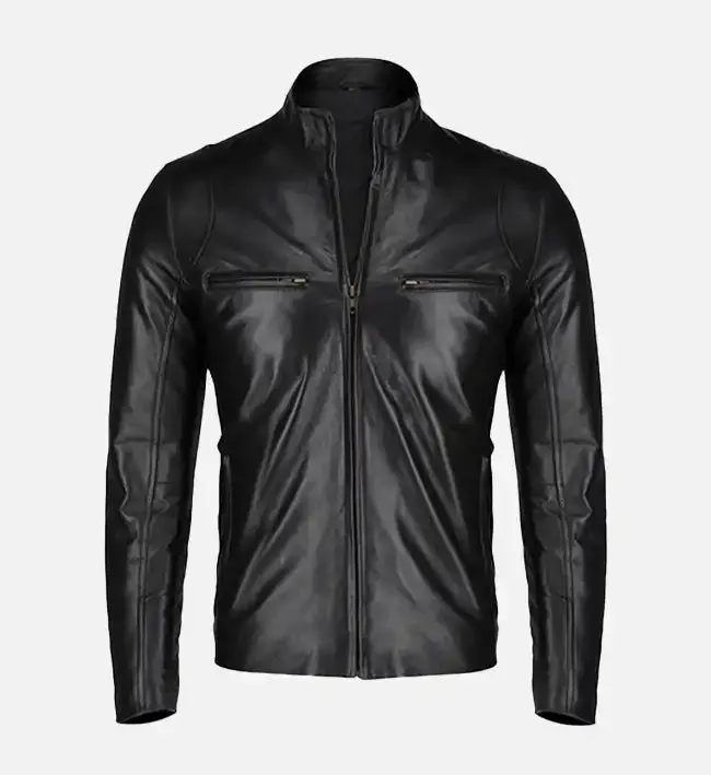 Men’s Slim Fit Black Leather Jacket