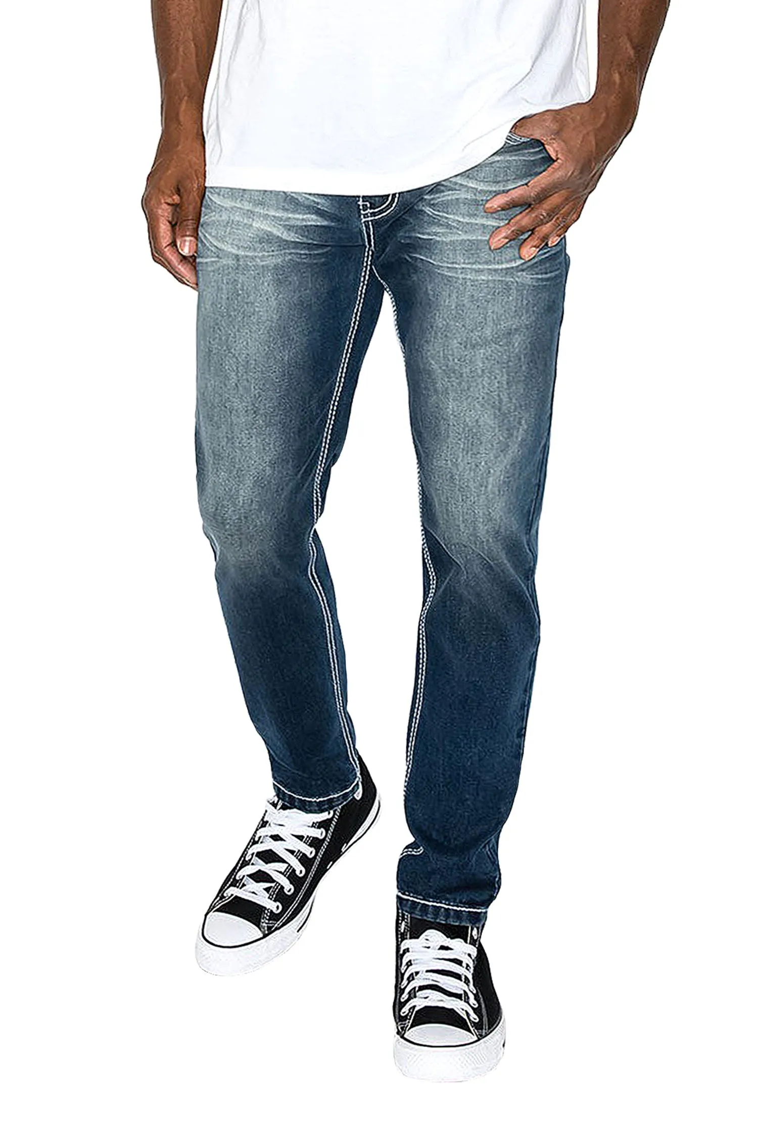 Men's Slim Fit Fleur De Lis Denim Jeans