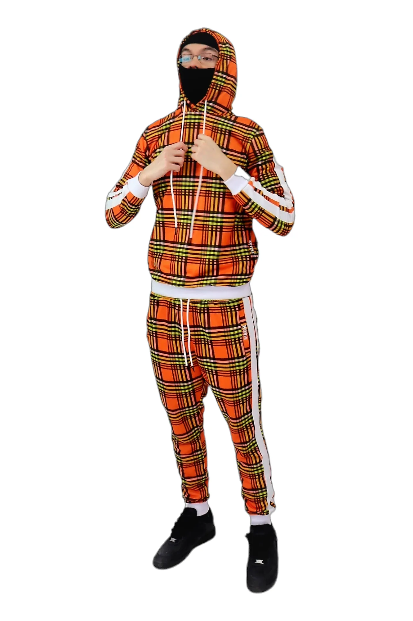 Men’s Slim-Fit Orange Stripe Tracksuit Set – Bold & Stylish Two-Piece Outfit for a Standout Look