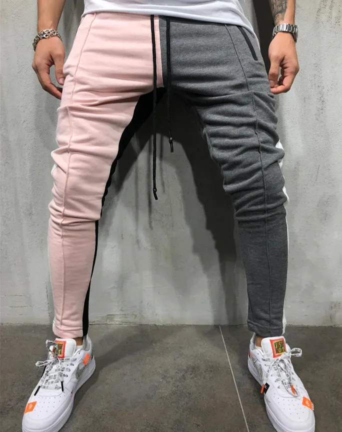 Mens Slim Fit Sweatpants Drawstring Striped