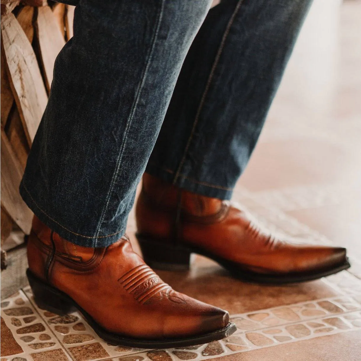 Men's Snip Toe Cowboy Boots Tan (H50030) | Soto Boots