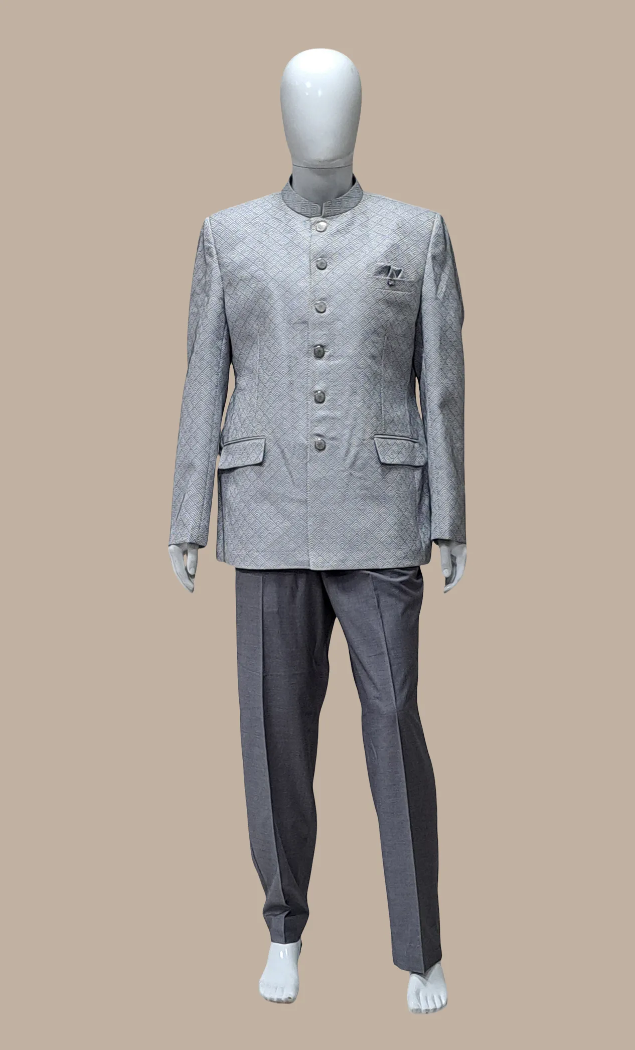 Mens Soft Grey Jodhpuri Set