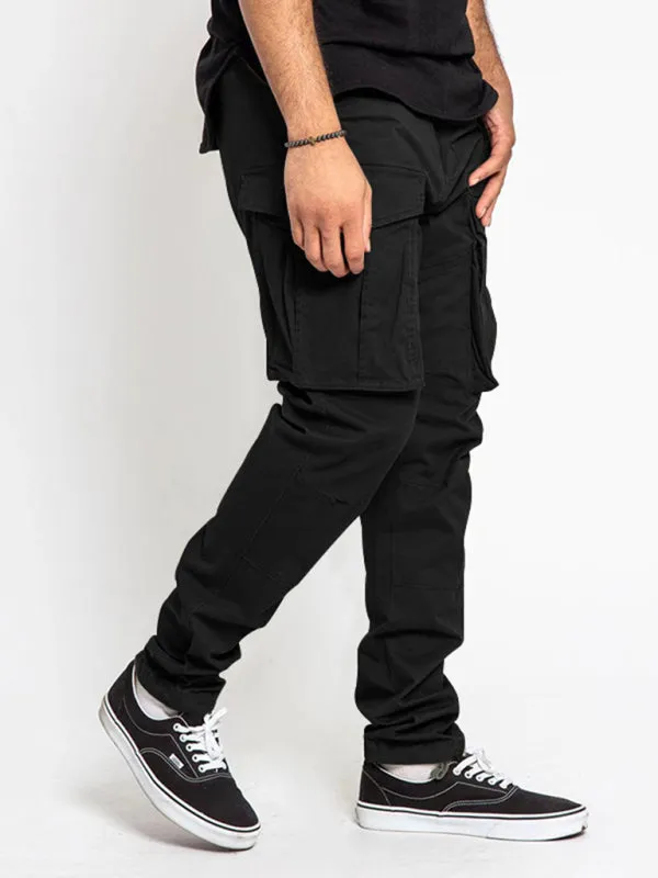 Men's Solid Color Multi-Pocket Casual Cargo Pants