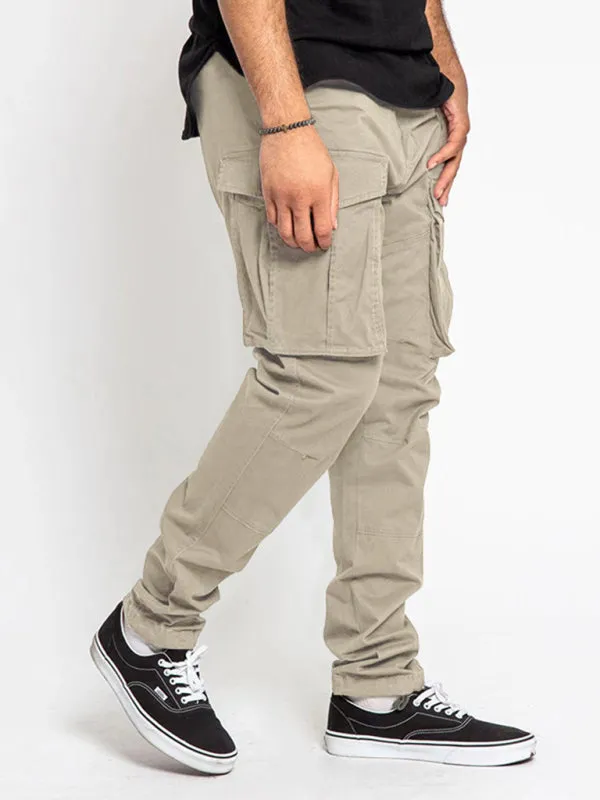 Men's Solid Color Multi-Pocket Casual Cargo Pants