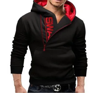 Men's Solid Long Sleeves Red Fleece Biker Jacket