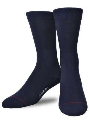 Men's Solid Navy Blue Crew Socks by Cole and Parker