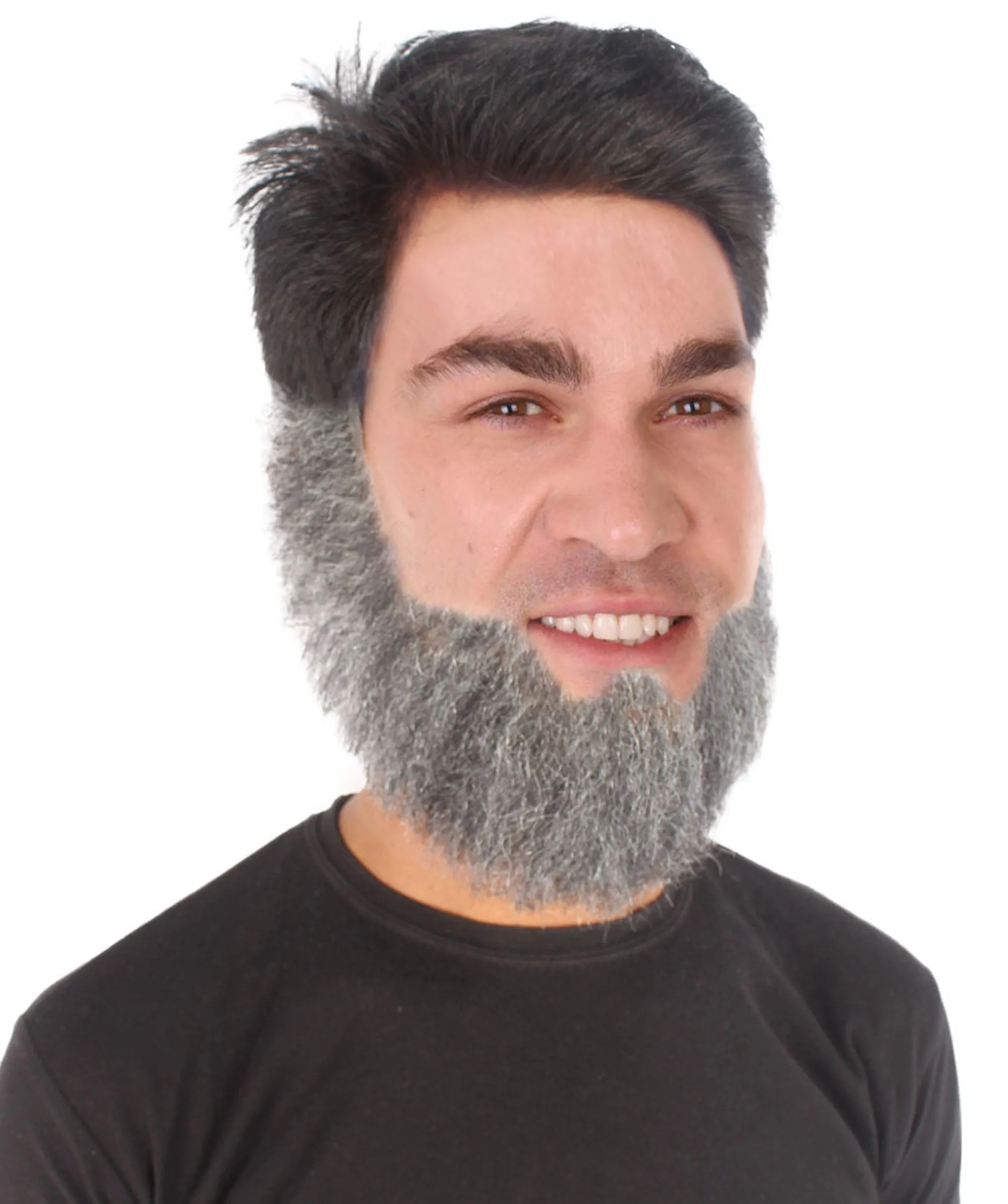 Men's Spade Human Hair Mid Length Beard | Grey Facial Hair | HPO