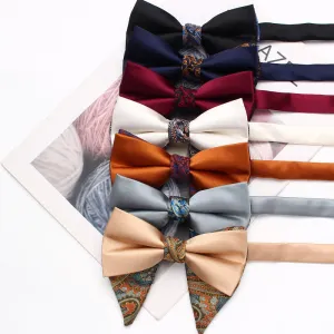 Men's Special Paisley Double Tone Oversized Pointed Bow Tie