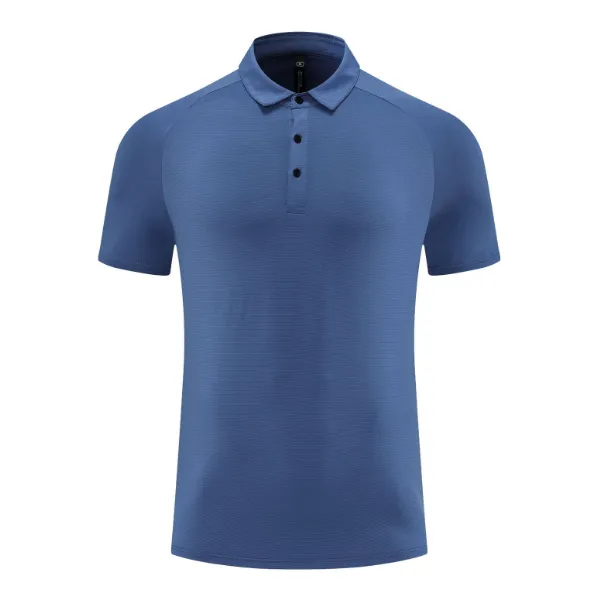 Men's Spliced Polyester Lapel Quick-Dry Polo