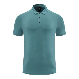 Men's Spliced Polyester Lapel Quick-Dry Polo