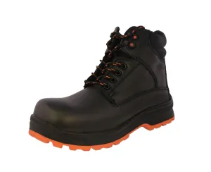 Mens #ST50 Black Leather Work Boots Lace Up - Steel Toe