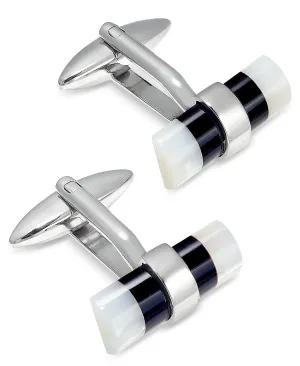 Men's Stainless Steel Striped Cufflinks