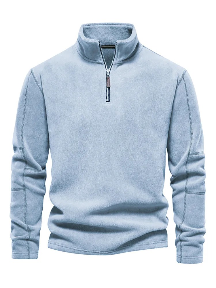 Men's Stand-Up Collar Half Zip Long Sleeve Hoodie