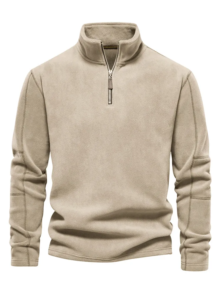 Men's Stand-Up Collar Half Zip Long Sleeve Hoodie