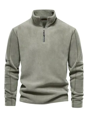 Men's Stand-Up Collar Half Zip Long Sleeve Hoodie